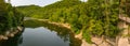 Drone view of the Cheat river by Jenkinsburg Bridge near Morgantown