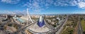 Drone view at the City of Arts and Sciences of architect Santiago Calatrava at Valencia in Spain