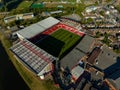 Drone view of the City Ground football stadium in West Bridgford, Nottinghamshire, England
