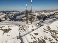 Drone view at the cliffwalk of mount Titlis over Engelberg on Switzerland