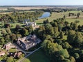 Aerial view of Crichel House , Crichel, Dorset , England, UK showing the manor house and lake