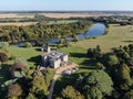 Aerial view of Crichel House , Crichel, Dorset , England, UK showing the manor house and lake