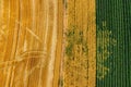 Drone view of crop rotation layout, emphasizing sustainable farming techniques... Royalty Free Stock Photo