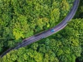 Drone view of a curved road in Transylvania, Romania Royalty Free Stock Photo