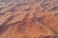 Drone view of Dry Desert in Dubai with Sand Ripples, High Dune Desert in United Arab Emirates Royalty Free Stock Photo