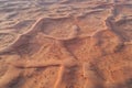 Drone view of Dry Desert in Dubai with Sand Ripples, High Dune Desert in United Arab Emirates Royalty Free Stock Photo