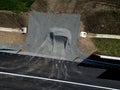 drone view of the edge of the road being completed. the pile of gravel is Royalty Free Stock Photo