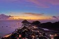 Aerial view of a fantastic sunset in the caribbean beach Royalty Free Stock Photo