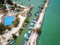 Drone view fisherman jetty.