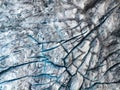 Drone view of the Fjallsarlon iceberg glacier lagoon in Iceland. Vatnajokull glacier aerial dramatic winter scene. Royalty Free Stock Photo