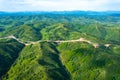 Drone view on forested mountain peaks, beautiful valleys, wildlife of Kazakhastan