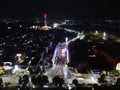 The drone view of Gerilya Bridge in Purwokerto City Royalty Free Stock Photo