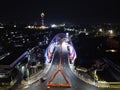 The drone view of Gerilya Bridge in Purwokerto City Royalty Free Stock Photo