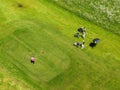 Drone view at the golf course of Engelberg in the Swiss alps Royalty Free Stock Photo
