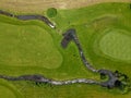 Drone view at the golf course of Engelberg in the Swiss alps Royalty Free Stock Photo
