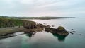 Drone view of Hills of Cooper Coast of Waterford Ireland. Tra na mBÃ³ beach. Irish coastline