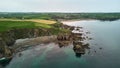 Drone view of Hills of Cooper Coast of Waterford Ireland. Tra na mBÃÂ³ beach. Irish coastline