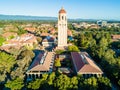 Drone view of Hoover Tower of Stanford University