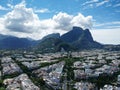 Drone view of Jardim Oceanico region in Barra da Tijuca,Gavea Stone hill, Rio de Janeiro Royalty Free Stock Photo