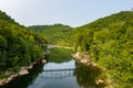 Drone view of Jenkinsburg Bridge over Cheat River