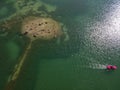 Drone view of the lake at Valbella in the Swiss alps Royalty Free Stock Photo