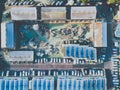 Drone view of a large holiday complex seen during a winters morning with heavy frost on the roofs.