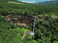 Drone view of Lone Creek Falls in the picturesque nature of Sabie on a sunny day, South Africa