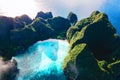 Drone view at Maya Bay Koh Phi Phi Thailand, Turquoise clear water white tropical beach Royalty Free Stock Photo
