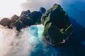 Drone view at Maya Bay Koh Phi Phi Thailand, Turquoise clear water white tropical beach Royalty Free Stock Photo