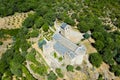 Drone view of medieval Serrabone Priory, France Royalty Free Stock Photo