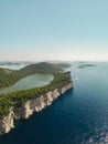 Drone view of Mir lake on Dugi Otok island, Telascica National Park, Croatia Royalty Free Stock Photo