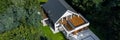 Drone view of house in forest, panorama Royalty Free Stock Photo