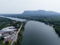 Drone view of Mont-Saint-Hilaire and river Richelieu. Royalty Free Stock Photo