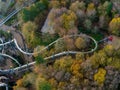 Drone view of the Nemesis inverted roller coaster being removed from the Alton Towers theme park Royalty Free Stock Photo