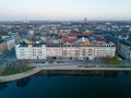 Drone View Neon Lights on Buildings in Copenhagen, Denmark