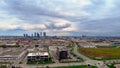 Drone view of North American city: heartbeat of megapolis through sweeping aerial vistas. Experience dynamic of