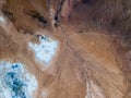 Drone view in the north of Iceland near Lake Myvatn. Aerial panoramic view in myvatn geothermal area. Beautiful landscape in Icela Royalty Free Stock Photo