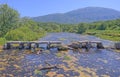 Drone view of the old footbridge on the river Cetina Royalty Free Stock Photo