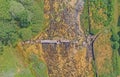 Drone view of the old footbridge on the river Cetina Royalty Free Stock Photo