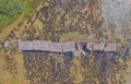 Drone view of the old footbridge on the river Cetina Royalty Free Stock Photo