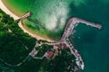 Aerial drone view of sea and coast above Varna, Bulgaria. Beautiful summer day. Royalty Free Stock Photo