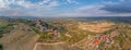 Drone view over the Po Valley from the mountains of Piedmont from the village of Camino during the day Royalty Free Stock Photo