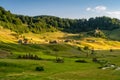 Drone view over Transylvania village in the Carpathian mountain , Fundatura Ponorului, Romania Royalty Free Stock Photo