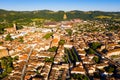 Drone view of Pamiers summer cityscape, France