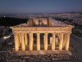 Drone view of the Parthenon Ancient temple in Athens, Greece at sunrise Royalty Free Stock Photo