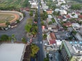 The drone view of Prof. Dr. Suharso Street in Purwokerto City