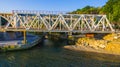 Drone view of railway bridge