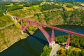 Drone view of railway bridge Viaduc de Garabit in Auvergne, France Royalty Free Stock Photo