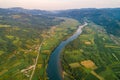 Drone view of river Drina