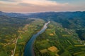 Drone view of river Drina